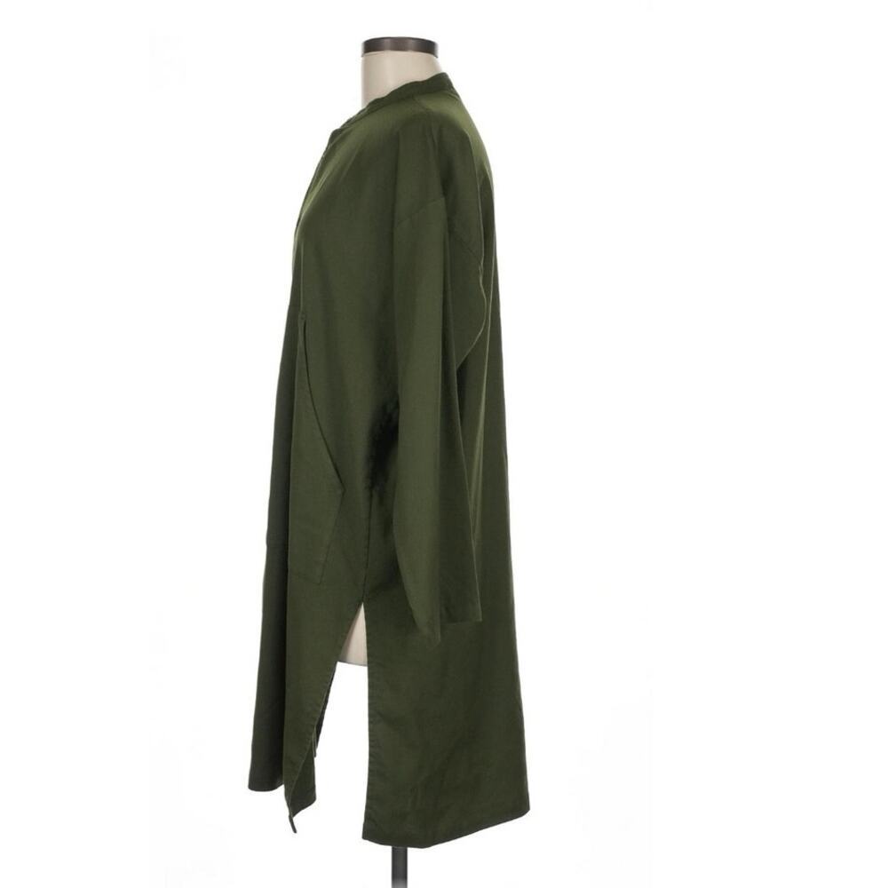 NWOT Eskandar Virgin Wool Button Down Tunic Quiet Luxury Lagenlook Green Artsy - Picture 3 of 10